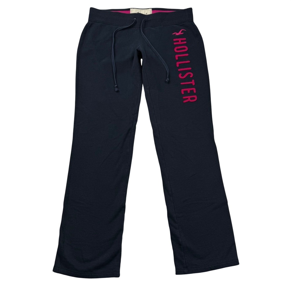VTG Y2K Hollister Navy Pink Puff Pring Logo Sweatpants Drawstring Medium Mall